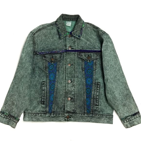 Vintage Womens Large Acid Wash Denim Jacket - Picture 1 of 8